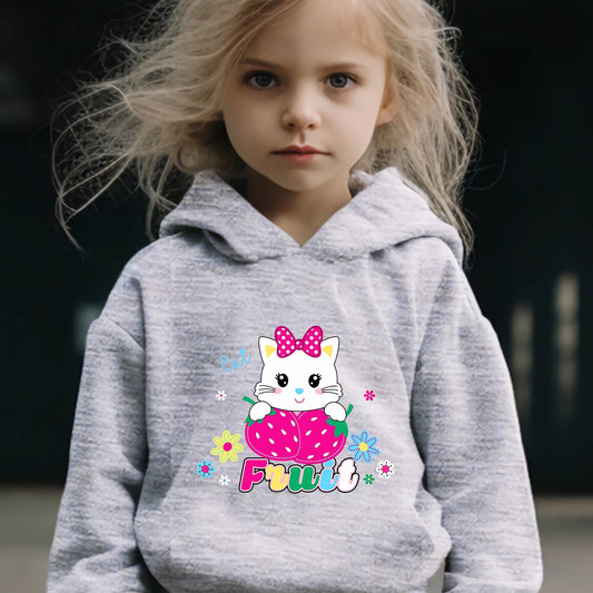 Sweet Kitty Print 2pcs Girls Outfits For Sports Spring Fall Outdoor Gift