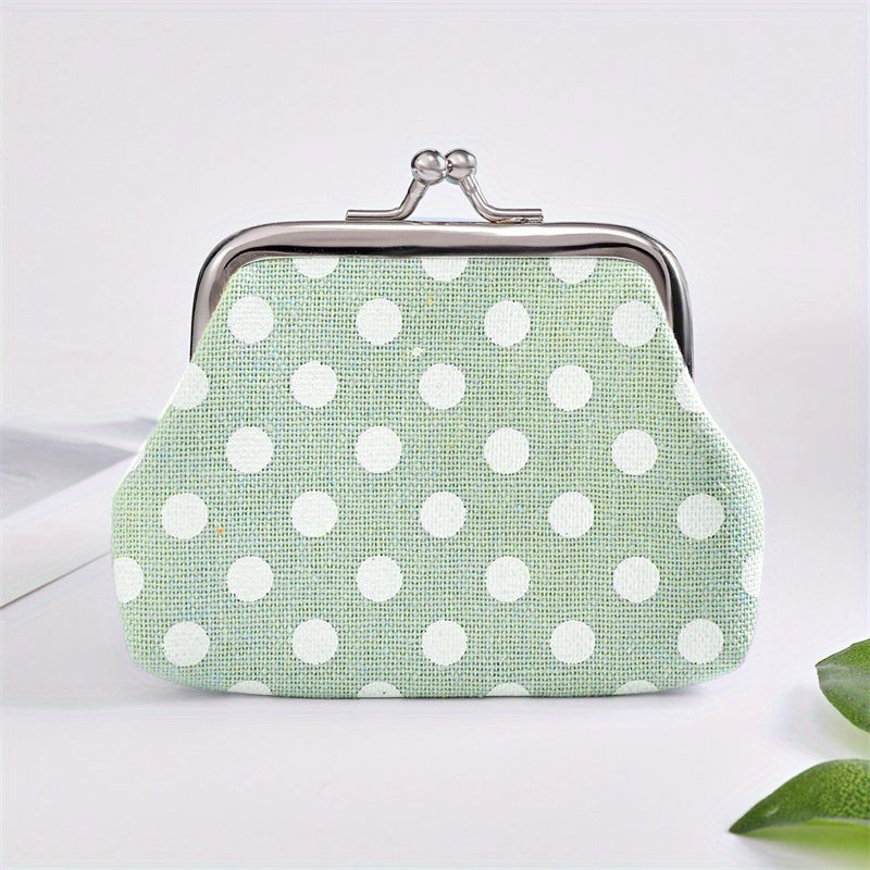 Polka Dot Kiss Lock Coin Purse Clutch Bag Convenient Earphone Coin Storage