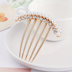 Rhinestone Faux Pearl Hair Comb Pin for Women