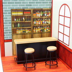 1:12 Dollhouse Mini Bar Set with 2 Chairs