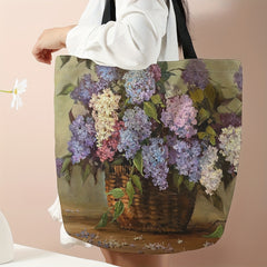 Floral Print Canvas Handbag Reusable Shopping Bag