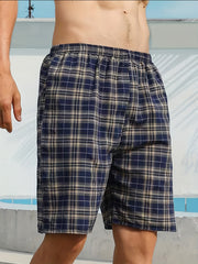Men's Cotton Plaid Loose Fit Shorts for Summer