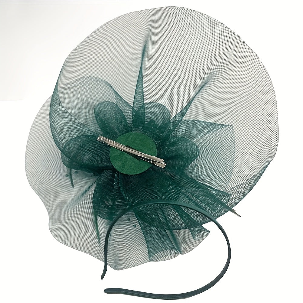Dark Green Fascinator Hat for Women - Tea Parties Kentucky Derby Weddings