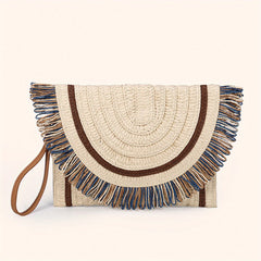 Minimalist Straw Square Bag Clutch Wallet Tassel Purse