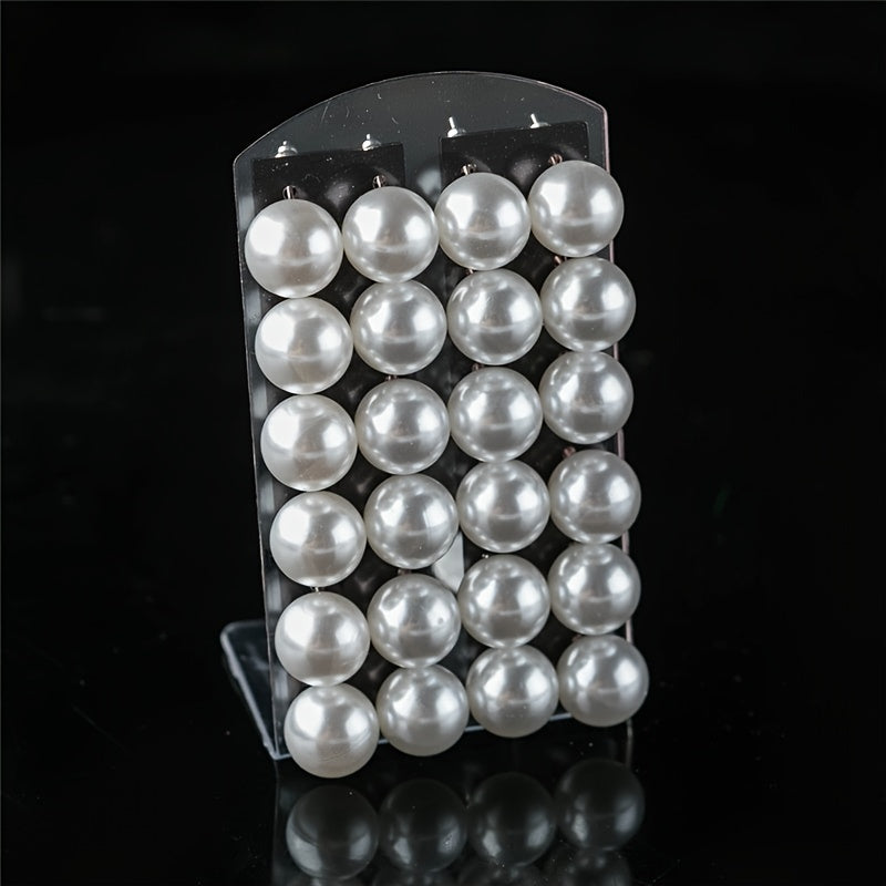 Colorful Pearl Stud Earrings Set Round Ball Earring 4 6 8 10mm
