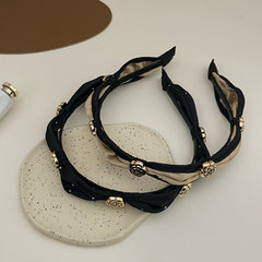 French Metal Flower Fabric Hairband Camellia Headband Vintage Hair Accessories