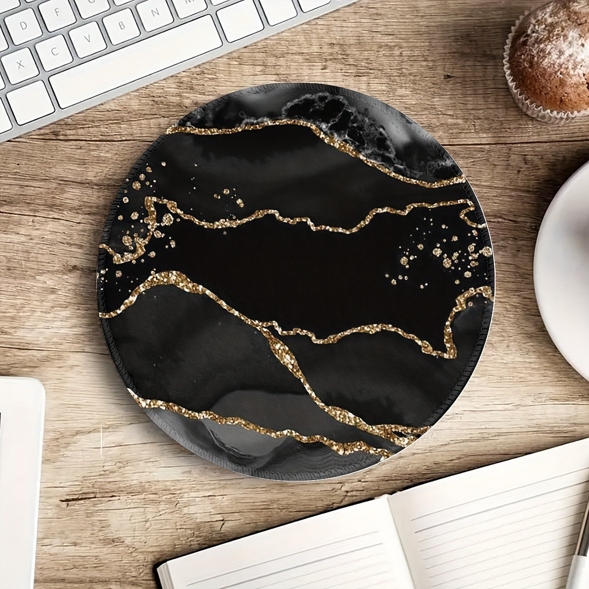 Marble Pattern Round Mouse Pad Non Slip Rubber Base Mousepad