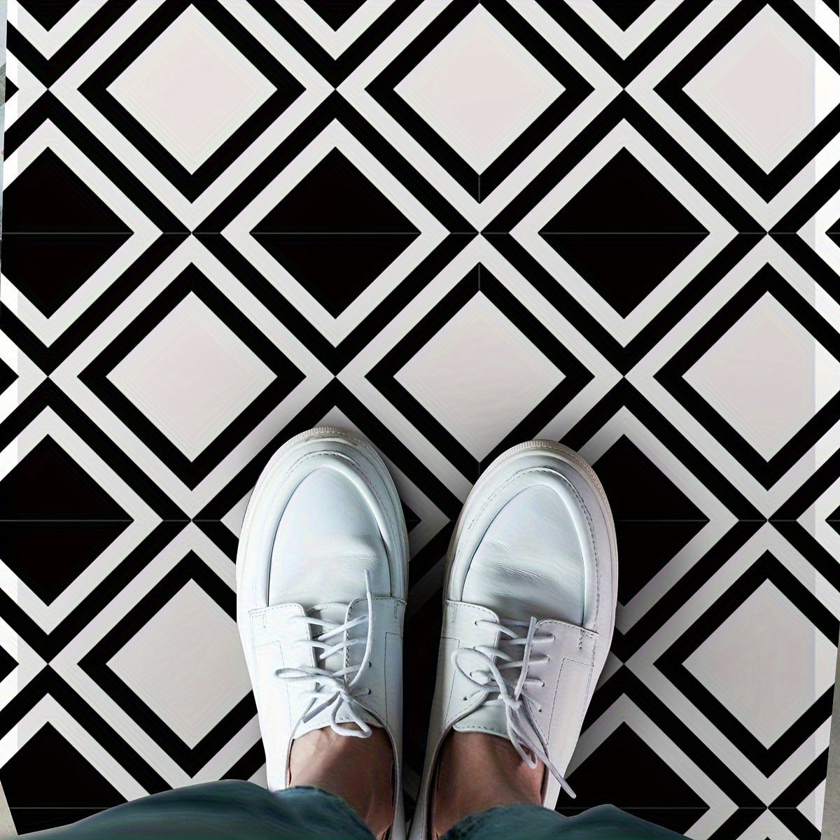 12pcs Moroccan Style Polygon Floor Tile Stickers