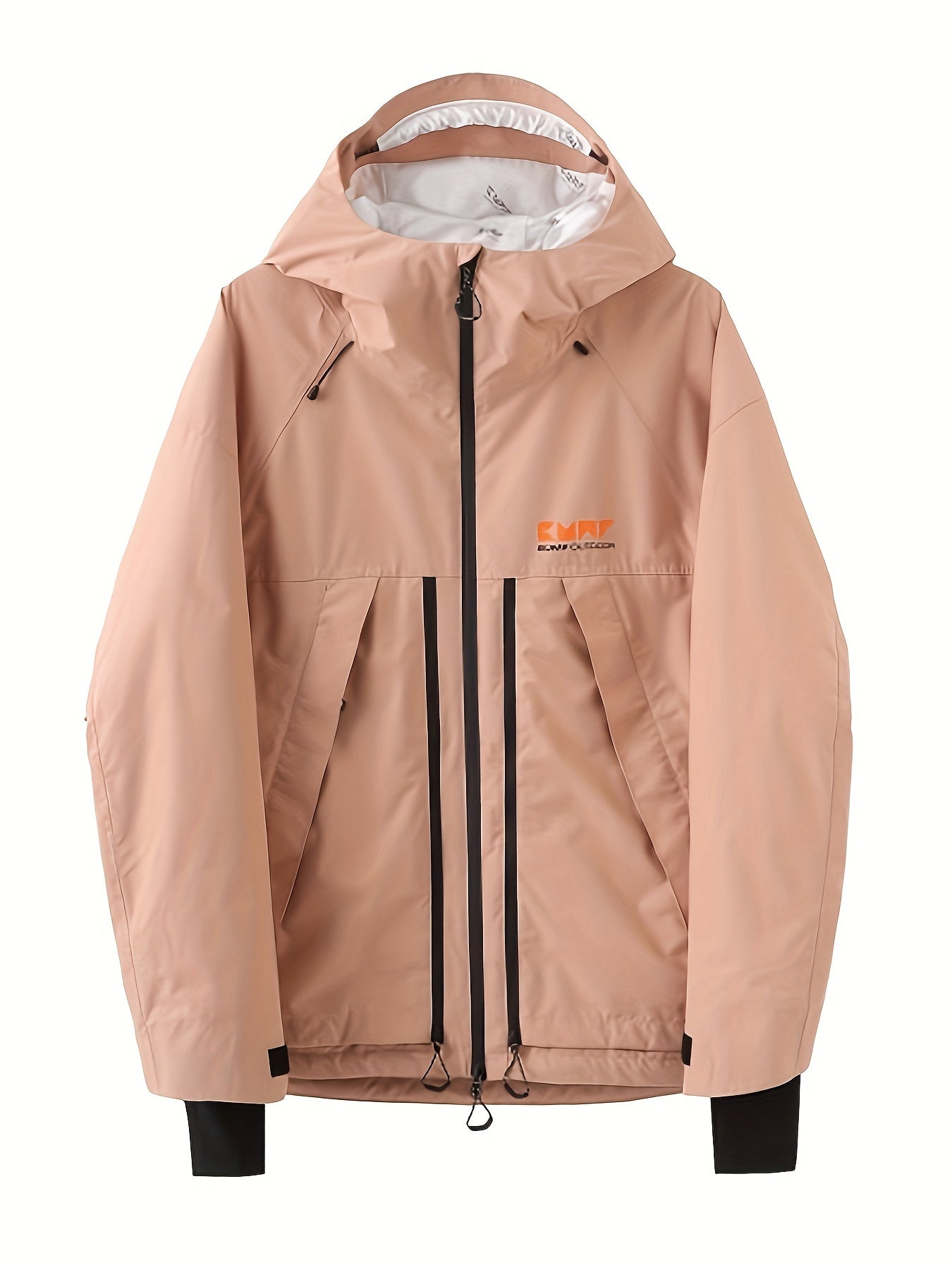 Men's Block Zipper Waterproof Hooded Snow Jacket Winter Coat