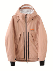 Men's Block Zipper Waterproof Hooded Snow Jacket Winter Coat