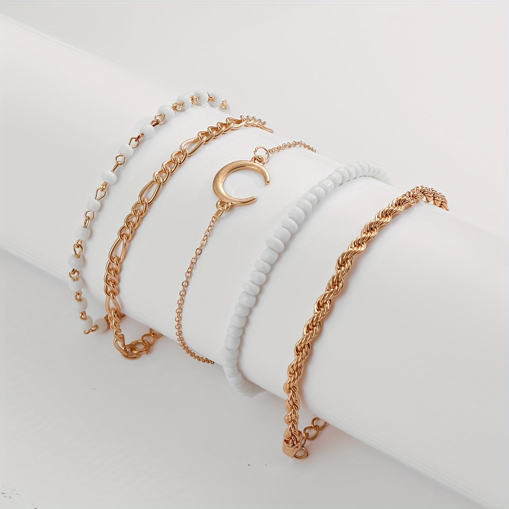 Golden Alloy Twist Print Bracelet Charms Jewelry Gift Birthday For Her