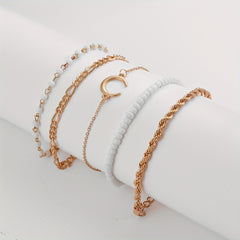 Golden Alloy Twist Print Bracelet Charms Jewelry Gift Birthday For Her