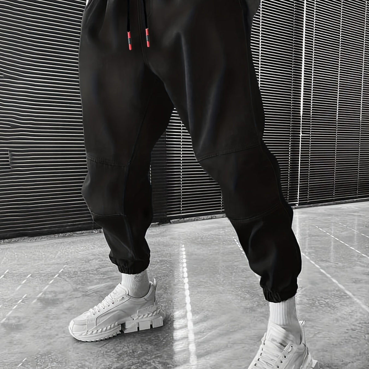 Men's Solid Drawstring Sweatpants Loose Fit Casual Joggers