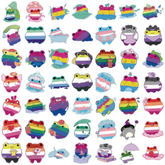 50pcs Frog Pride Cartoon Stickers Vibrant Vinyl Decals for DIY Projects