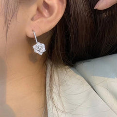 Zircon Flower Shape Hook Earrings for Women