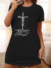  Christmas Casual Dress Women's Plus Tee Dress