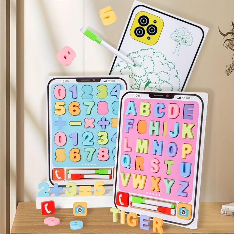 Kids' Wooden Number & Letter Puzzle 2pcs