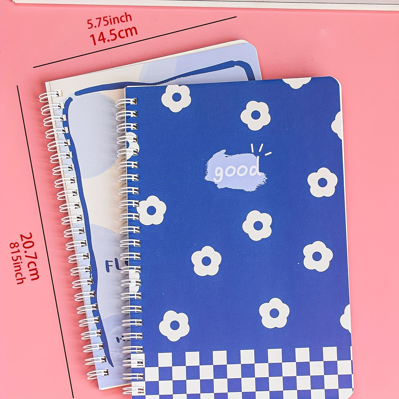 4pcs Floral Alphabet Notebooks Pink Burgundy Hearts Grid Pattern Teens Adults