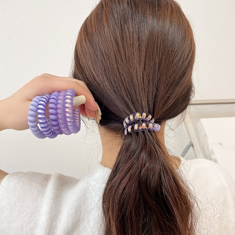 6pcs Purple Scrunchies Hair Tie Hair Bands Telephone Cord Scrunchies