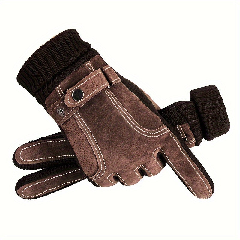 Men's Leather Touch Screen Winter Gloves - Skiing Cycling Motorcycle