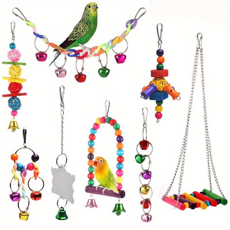 Colorful Bird Parakeet Toys Swing Hanging Chewing Climbing Ladder