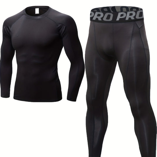 Men's Quick Dry Athletic Tracksuit Long Sleeve Jersey Stretch Leggings