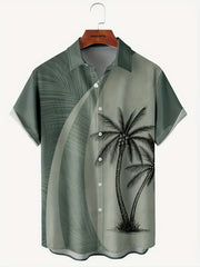 Coconut Tree Graphic Short Sleeve Shirt for Men