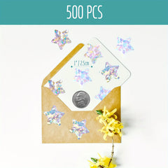 500 Holographic Star Stickers Self Adhesive Glitter Reward Labels
