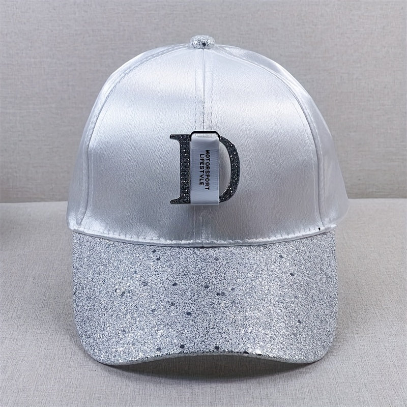 Glitter Bright Baseball Cap D Label Decor Solid Couple Sun Hat
