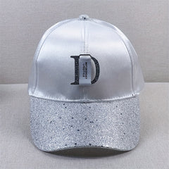 Glitter Bright Baseball Cap D Label Decor Solid Couple Sun Hat