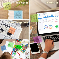 24 Packs Transparent Sticky Notes 1200 Sheets Waterproof Adhesive 7.6"
