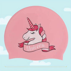 Cartoon Rainbow Horse Swim Cap, Waterproof Silicone, Long Hair Girls & Boys