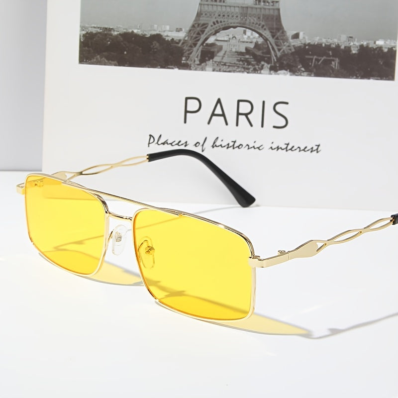 Square Frame Metal Aviator Sunglasses for Women