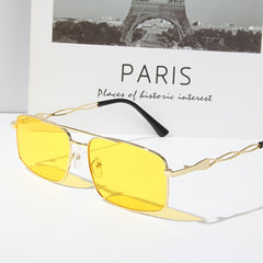 Square Frame Metal Aviator Sunglasses for Women