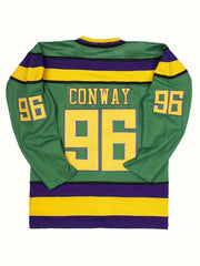 Men's Vintage Ice Hockey Jersey - Embroidered Logo, V Neck, Long Sleeve