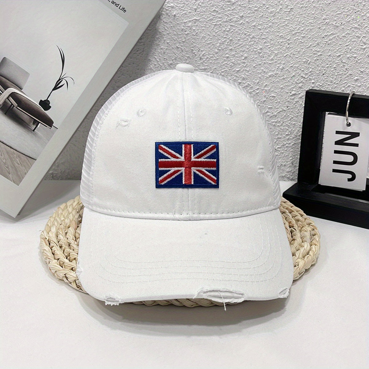 Embroidered British Flag Denim Baseball Cap