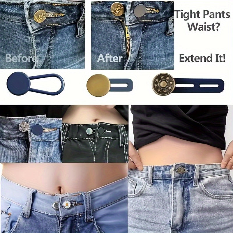 12pcs Adjustable Jean Belt Extenders No Sewing Needed Assorted Colors