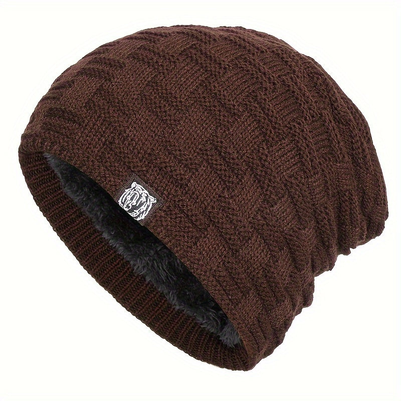 Knitted Winter Beanie Hat Fleece Lined Ear Protection