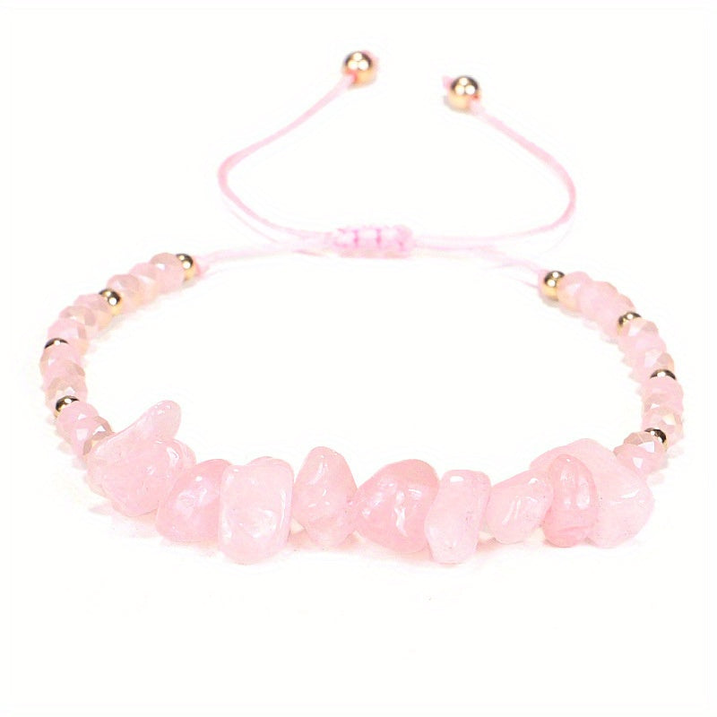 Colorful Crushed Stone Beads Braided Yoga Bracelet