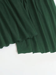  Solid Elastic High Rise Flared Leg Trousers