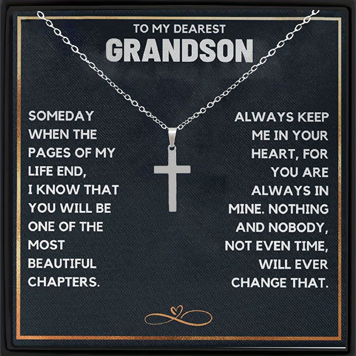 Cross Pendant Necklace With Gift Card Box for Grandson