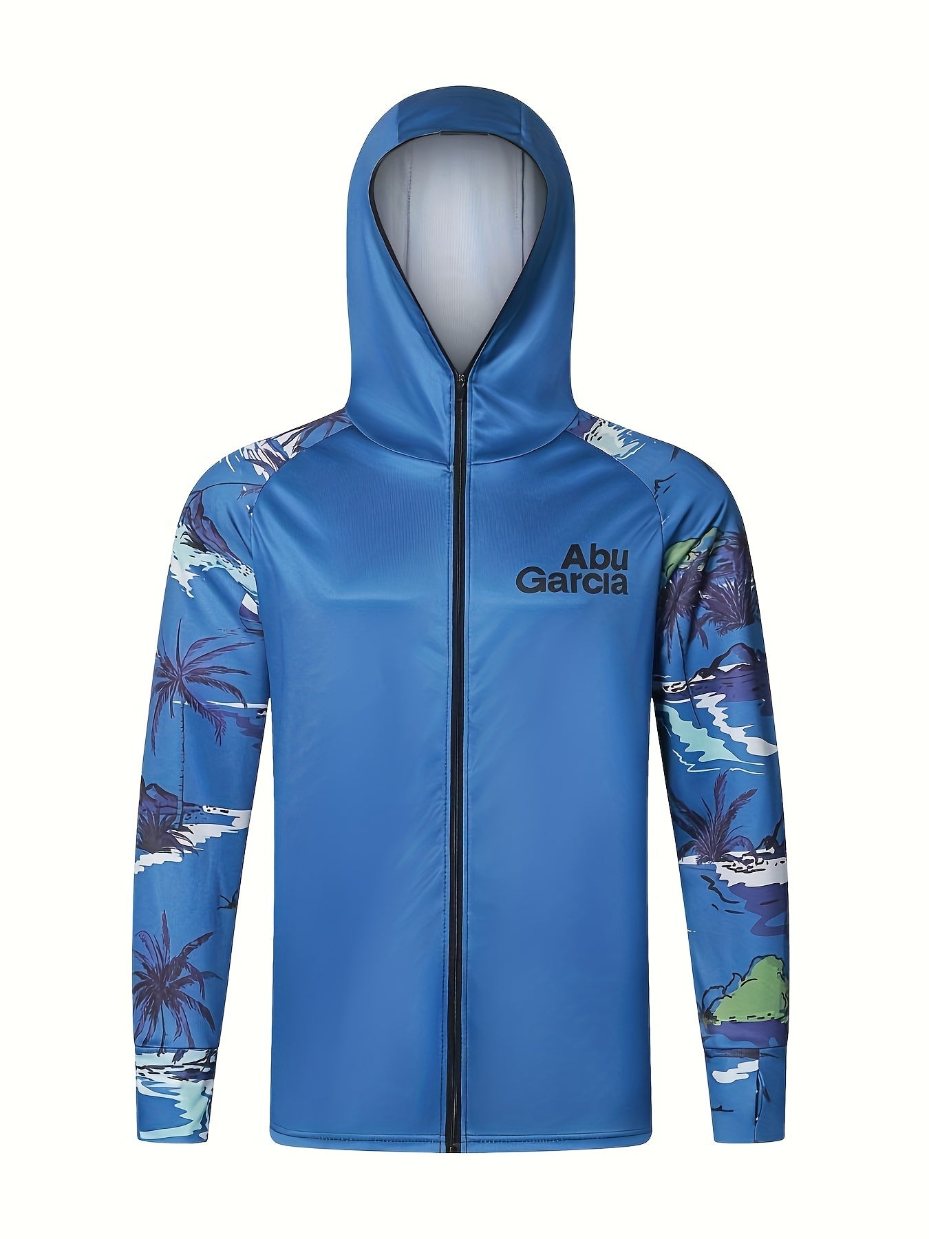 Men's Fish Pattern Hooded Fishing Jacket UV Sunscreen Quick Dry Hoodie