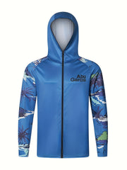 Men's Fish Pattern Hooded Fishing Jacket UV Sunscreen Quick Dry Hoodie