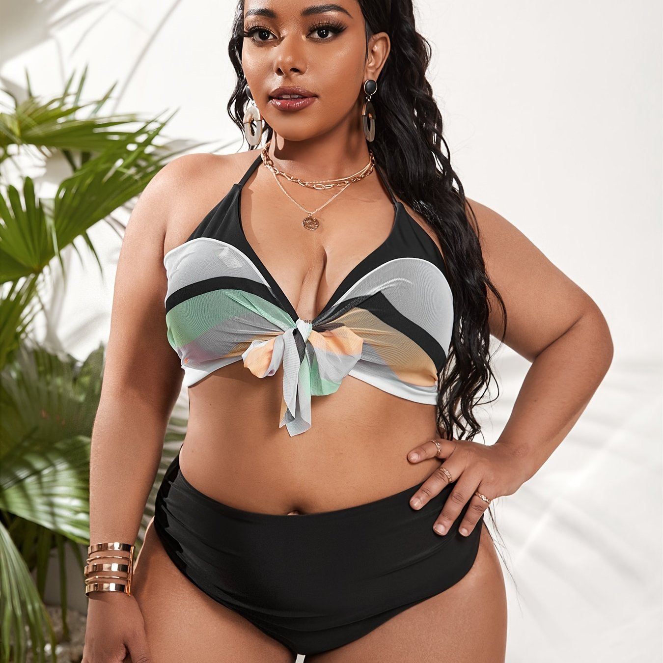  Halter Neck Bikini Set Plain Two Piece