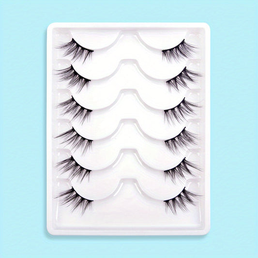 6 Pairs Natural Looking Cat Eye False Lashes for Makeup