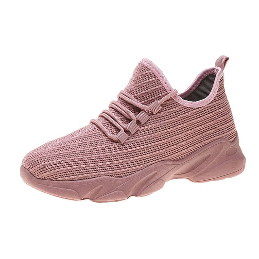 Breathable Knit Sneakers Low Top Lace Up Casual Shoes