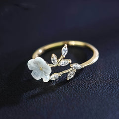 Flower Leaf Ring Wedding Engagement Party Jewelry Gift