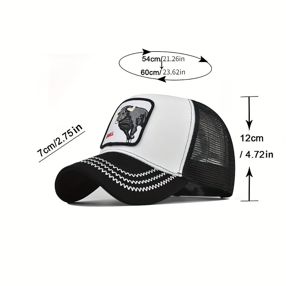 Spring Animal Embroidery Mesh Hat Baseball Cap Hip Hop Peaked Cap