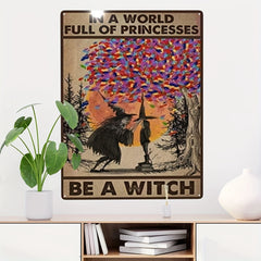 Halloween Witch & Princess Retro Tin Metal Sign for Bar Garage