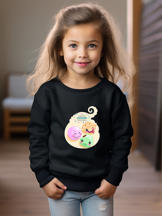 OERYUI Kids Happy Dongzhi Festive Print Sweatshirt